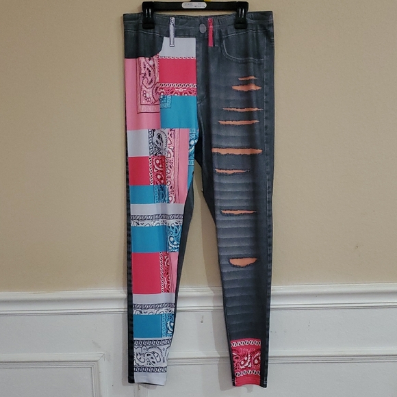 Colorful Patchwork Leggings - Picture 1 of 2